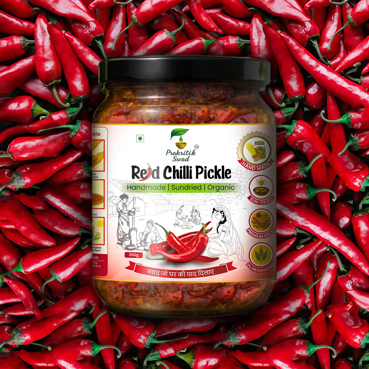 Homemade Red Chilli Bharwa Pickle