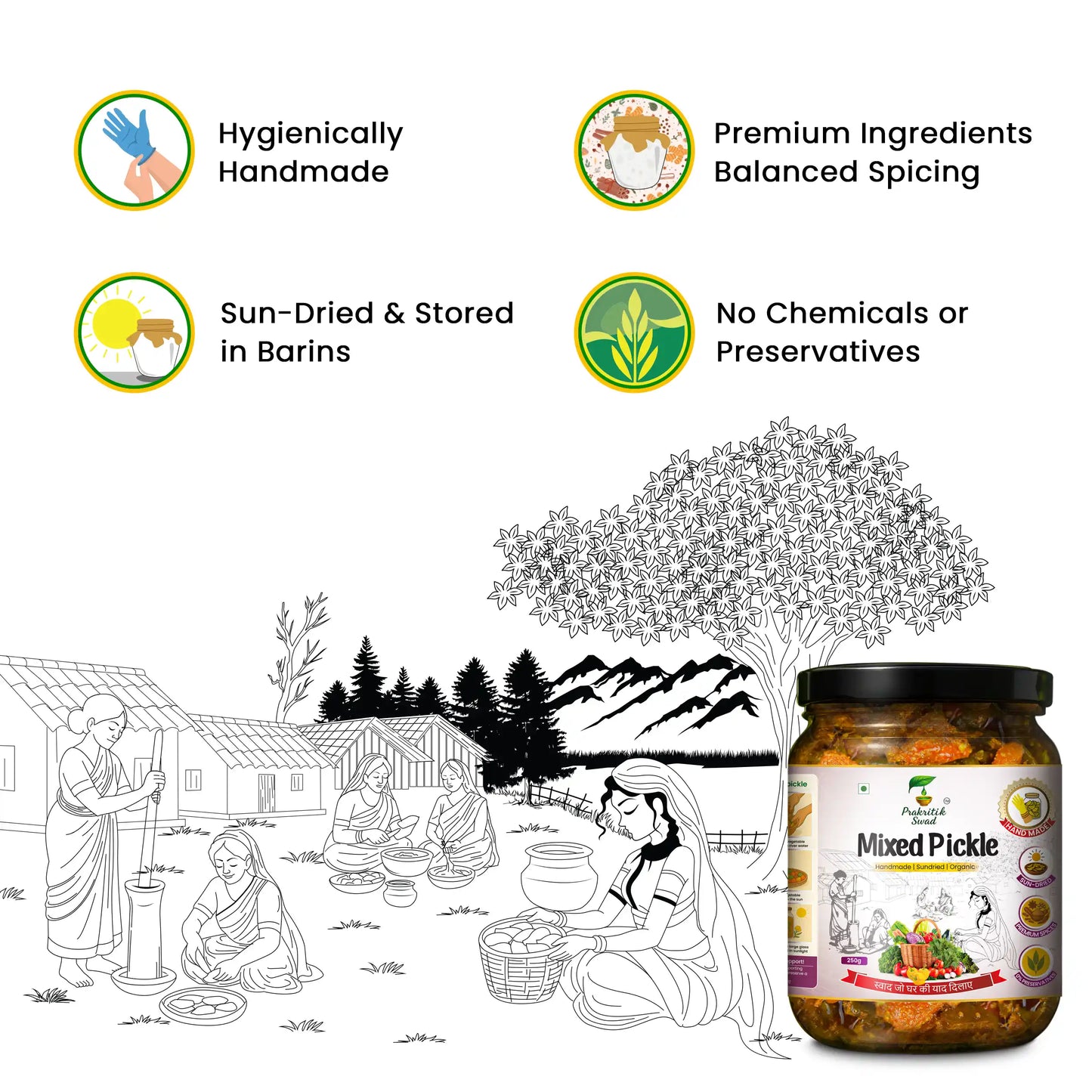 Handmade Mixed Pickle | Mix Achar or Panchranga Achar