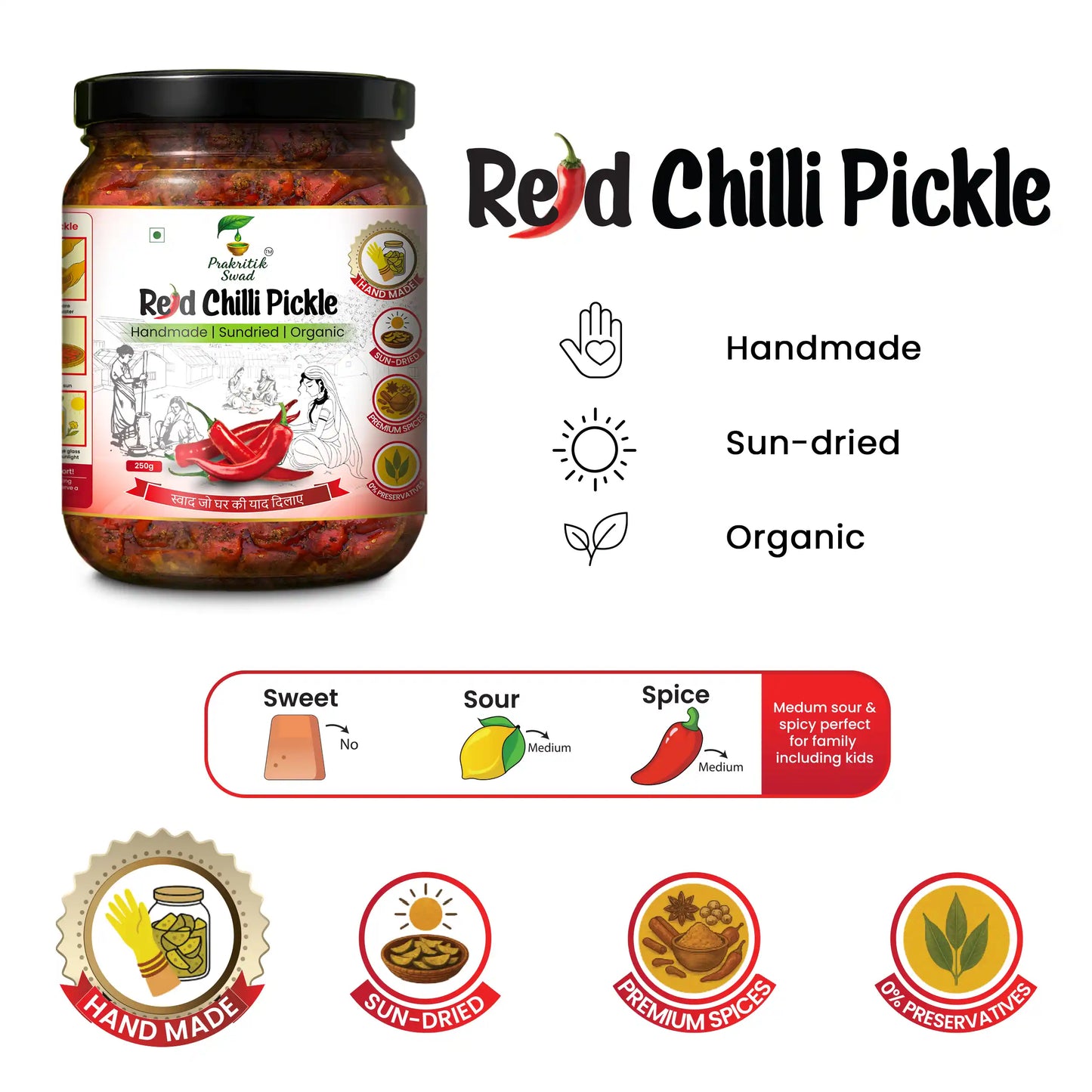 Homemade Red Chilli Bharwa Pickle