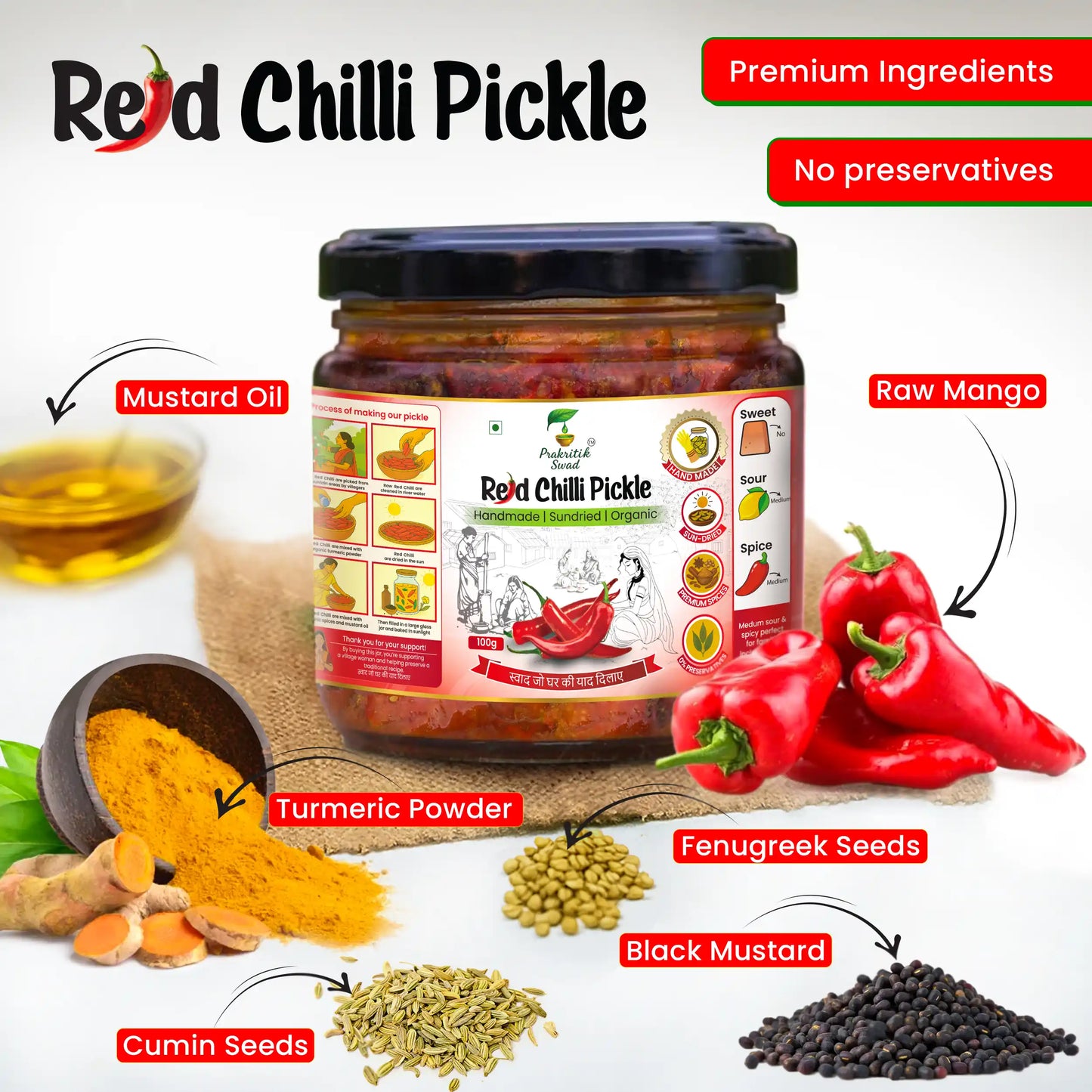 Homemade Red Chilli Bharwa Pickle
