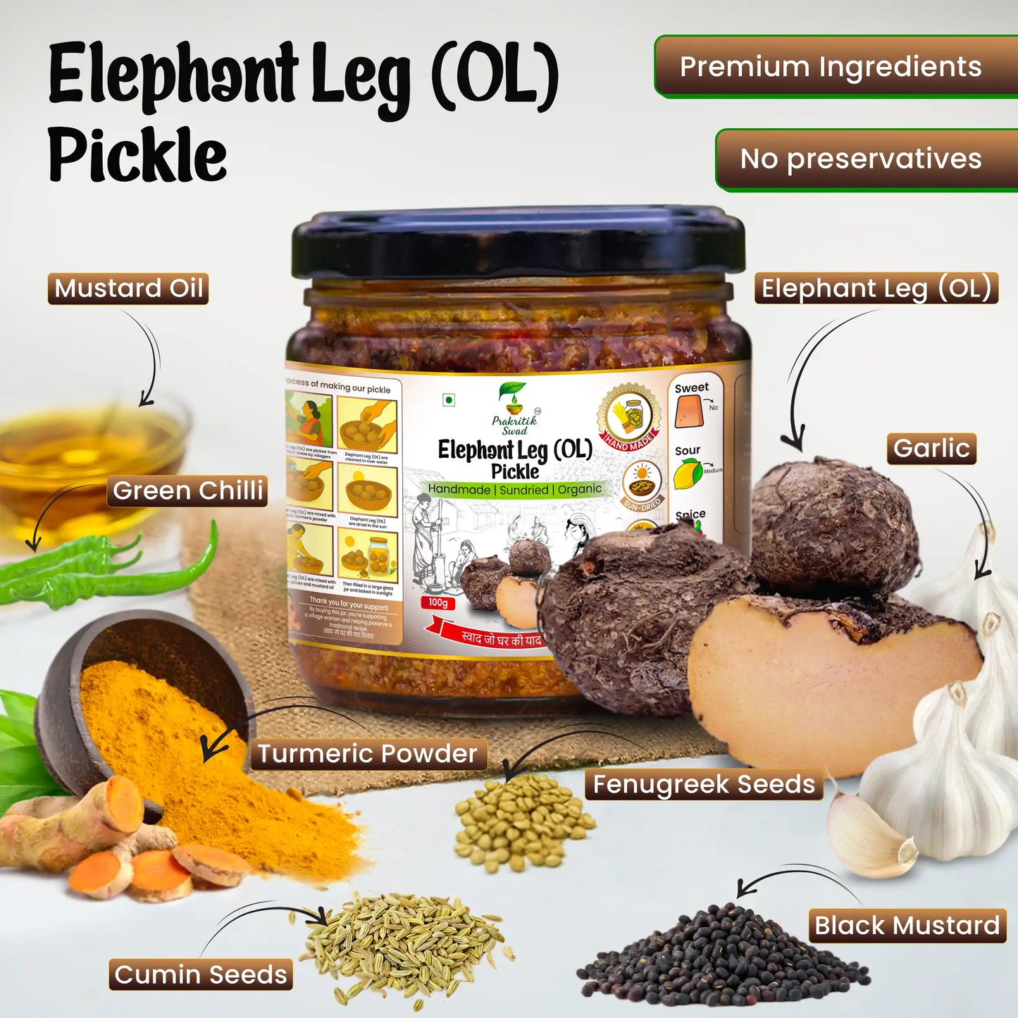 Homemade Yum Foot (Oal) Pickle – Preservative-Free | Prakritik Swad