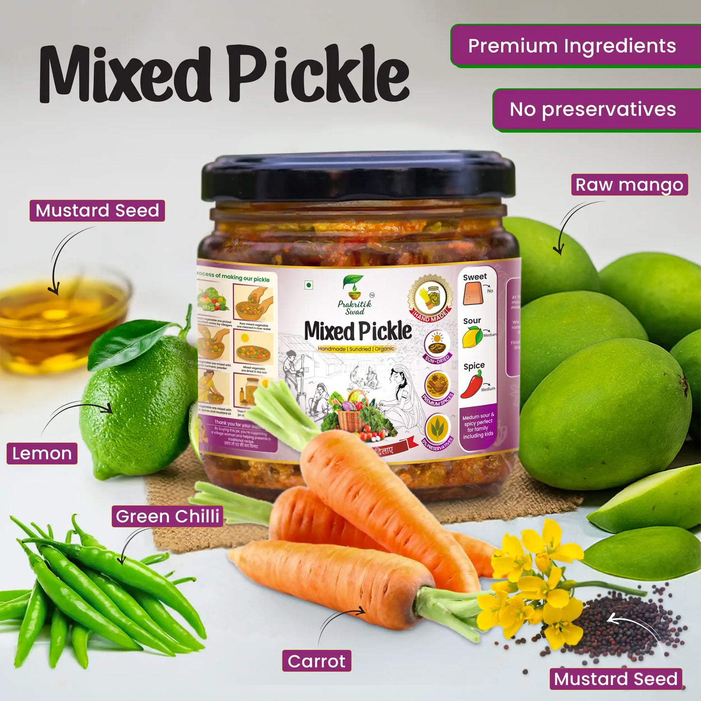 Handmade Mixed Pickle | Mix Achar or Panchranga Achar