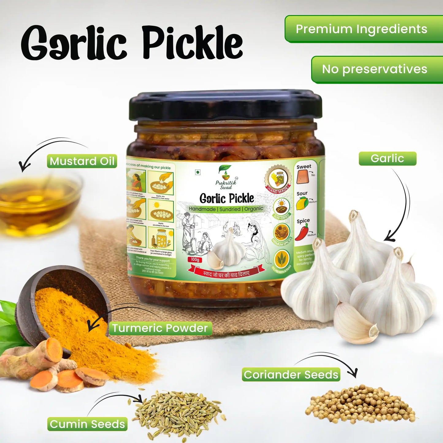 Homemade Garlic Pickle (Lahsun ka Achar) – Preservative-Free | Prakritik Swad